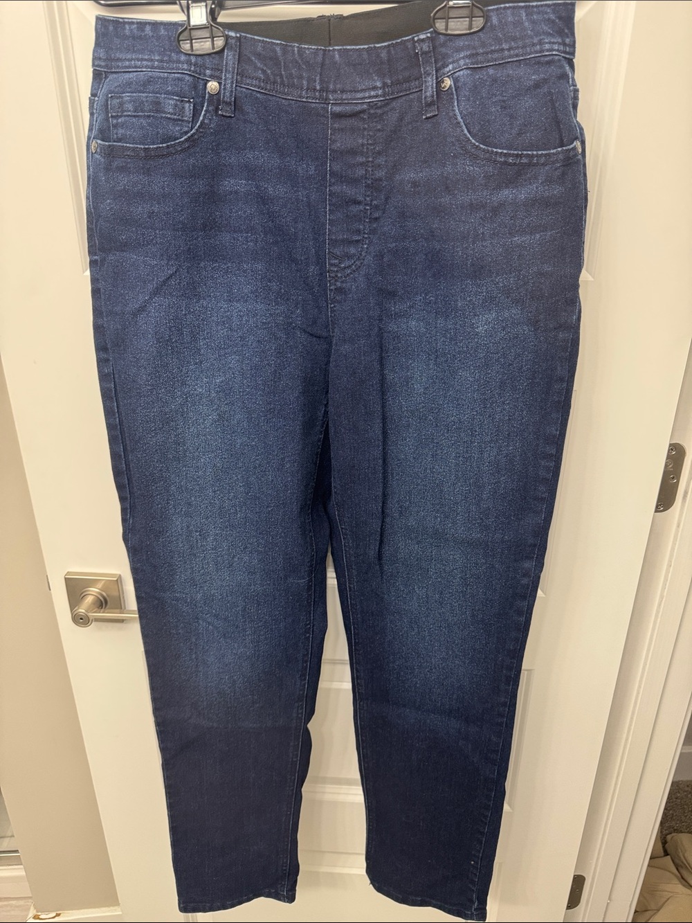 DG2 by Diane Gilman Slim Straight Jeans in Dark Blue